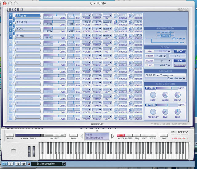 Luxonix Purity The virtual instruments are a mixed bag, but generally they're decent efforts